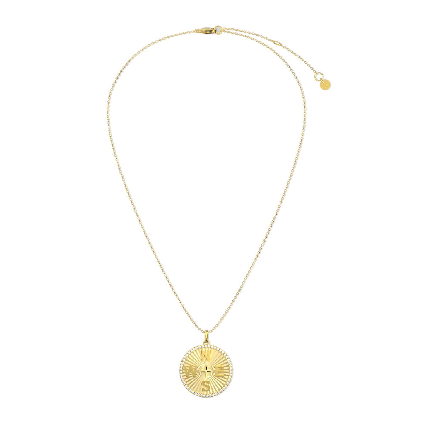 18k Gold Plated Personal Story Medallion Necklace – Lucky Symbol & Engravable(Pleated)AW24N007A