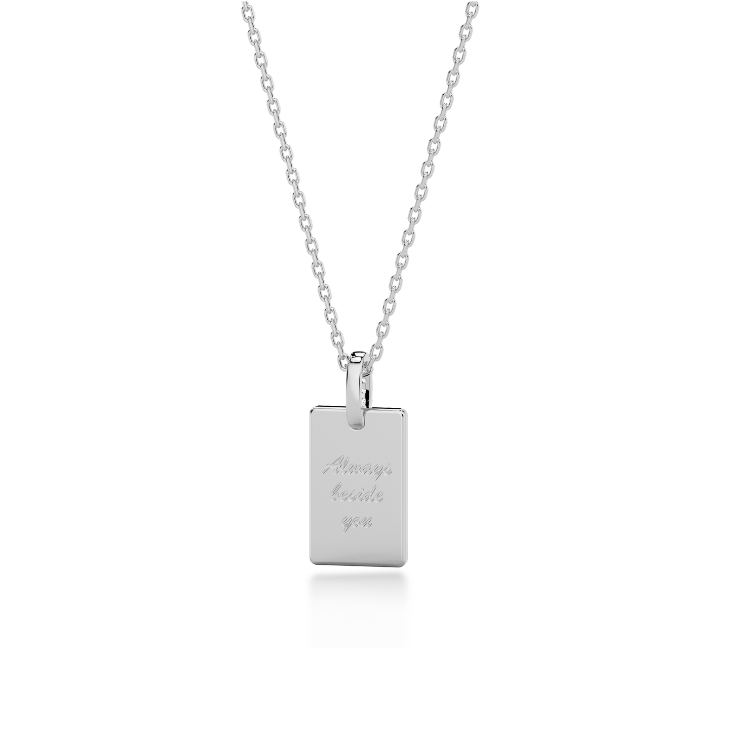 Rhodium Plated Rectangle Engravable Necklace SS25N001S