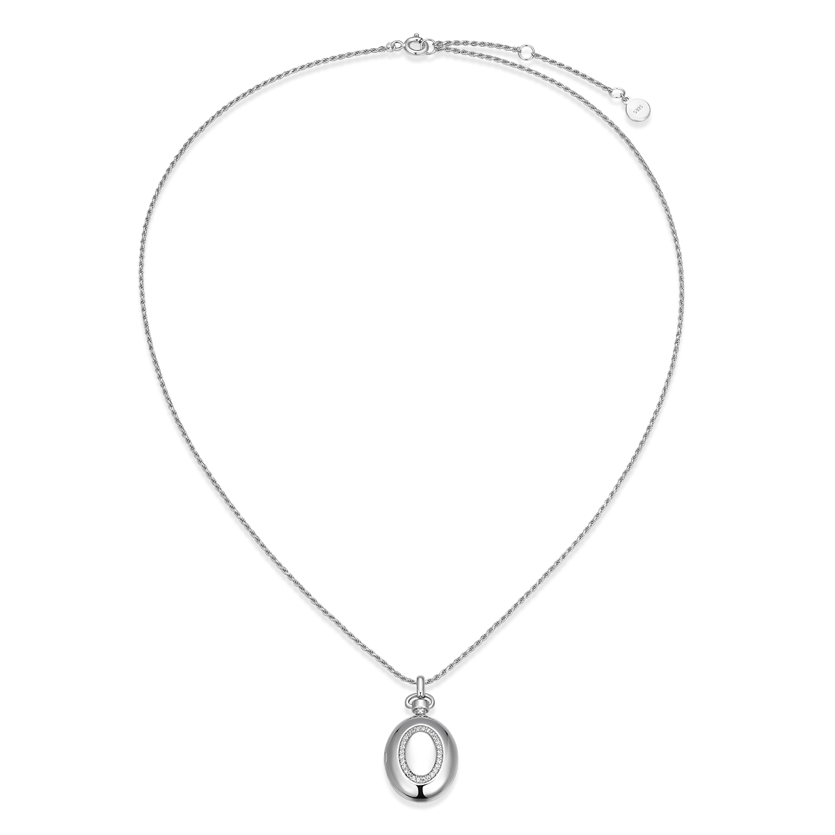 Rhodium Plated Luna Oval Whisper Locket SN011