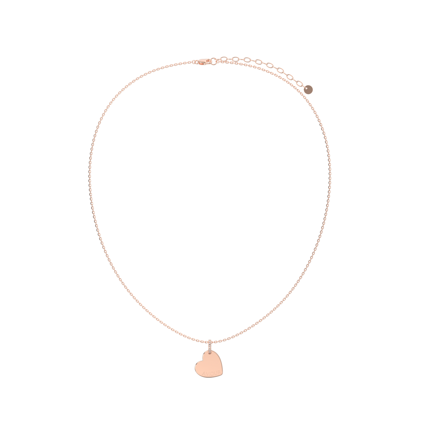 18K Rose Gold Plated Heart Engravable Necklace SS25N001H