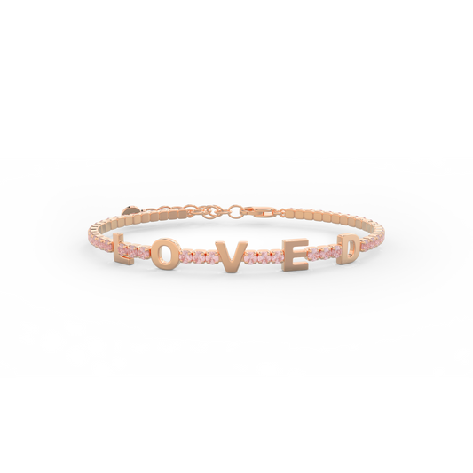 Morganite Birthstone Tennis Bracelet 18K Rose Gold SB001A