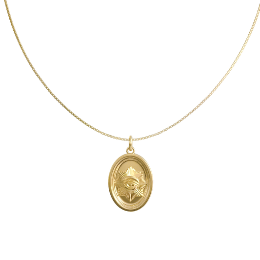 18K Gold Plated Oval PortraScribe Necklace for Both Men and Women