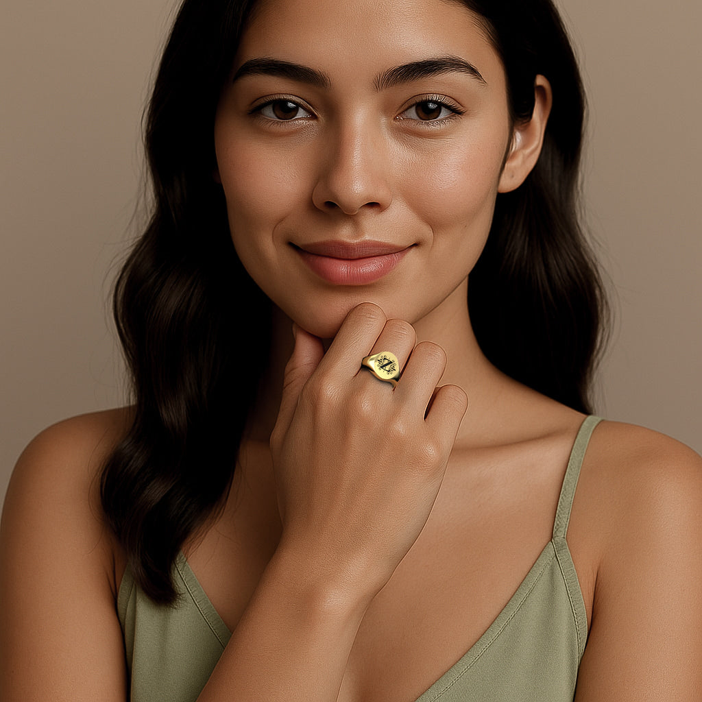 Oval Monogram Ring SR003H