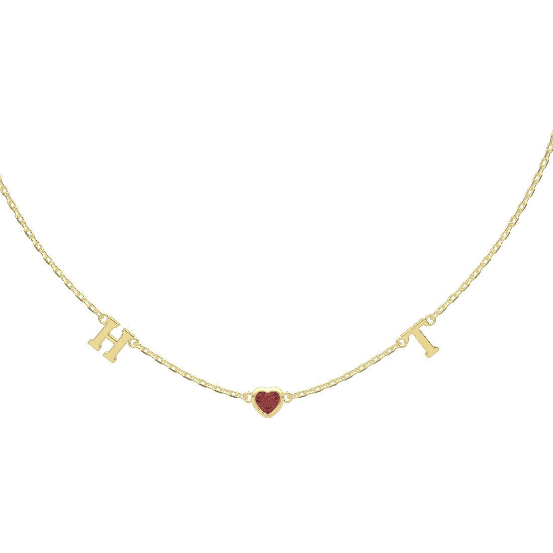 18 Plated Gold July HeartLink Birthstone Necklace SN022G