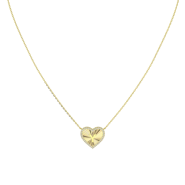Rhodium Plated Heart Initial Necklace（Pleated）AW24N008B