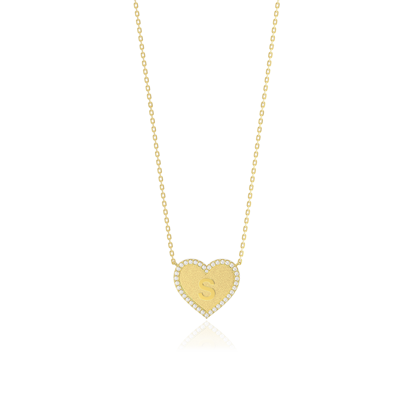 18k Gold Plated Heart Initial Necklace AW24N003G