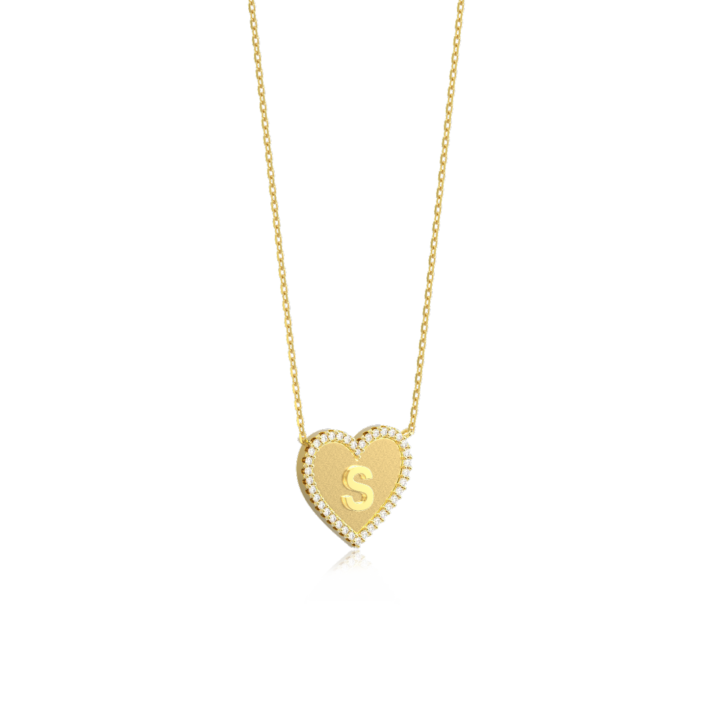 18k Gold Plated Heart Initial Necklace AW24N003G