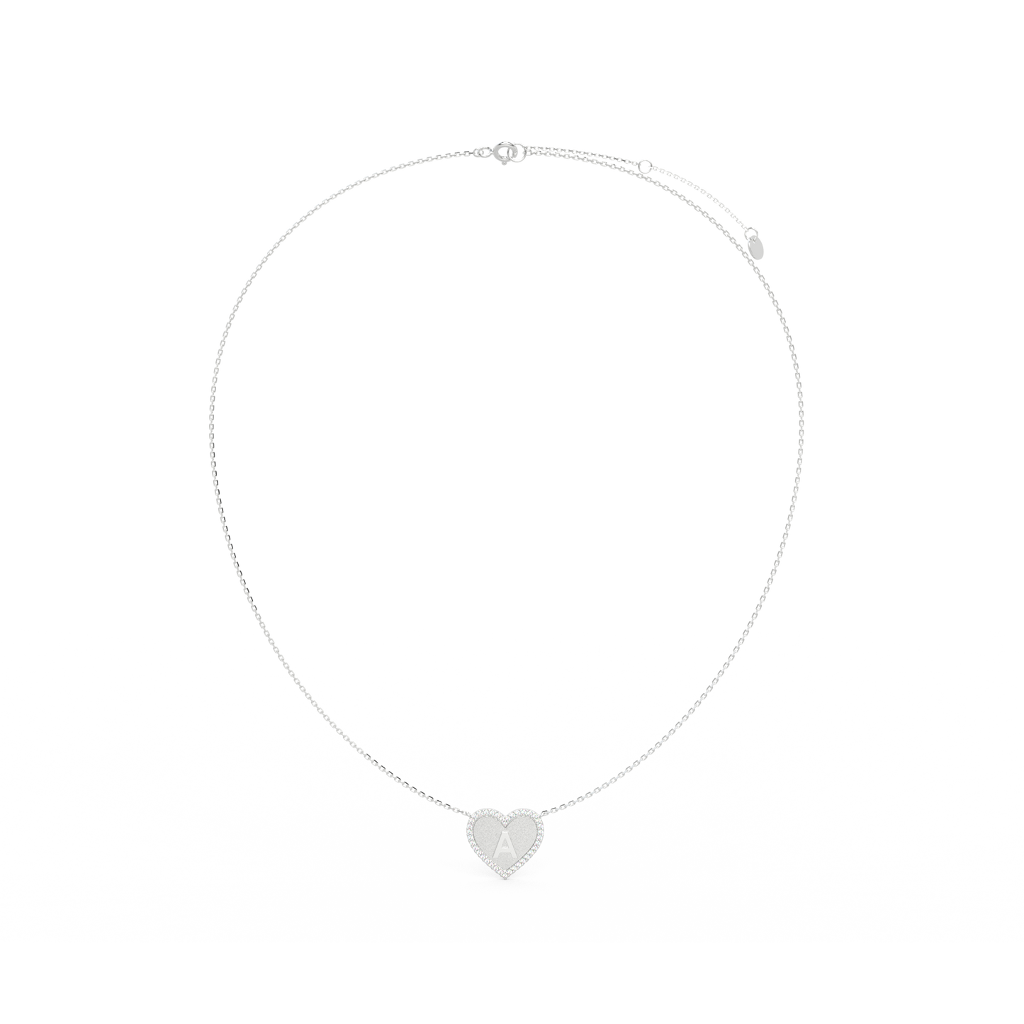 Rhodium Plated Heart Initial Necklace AW24N003R