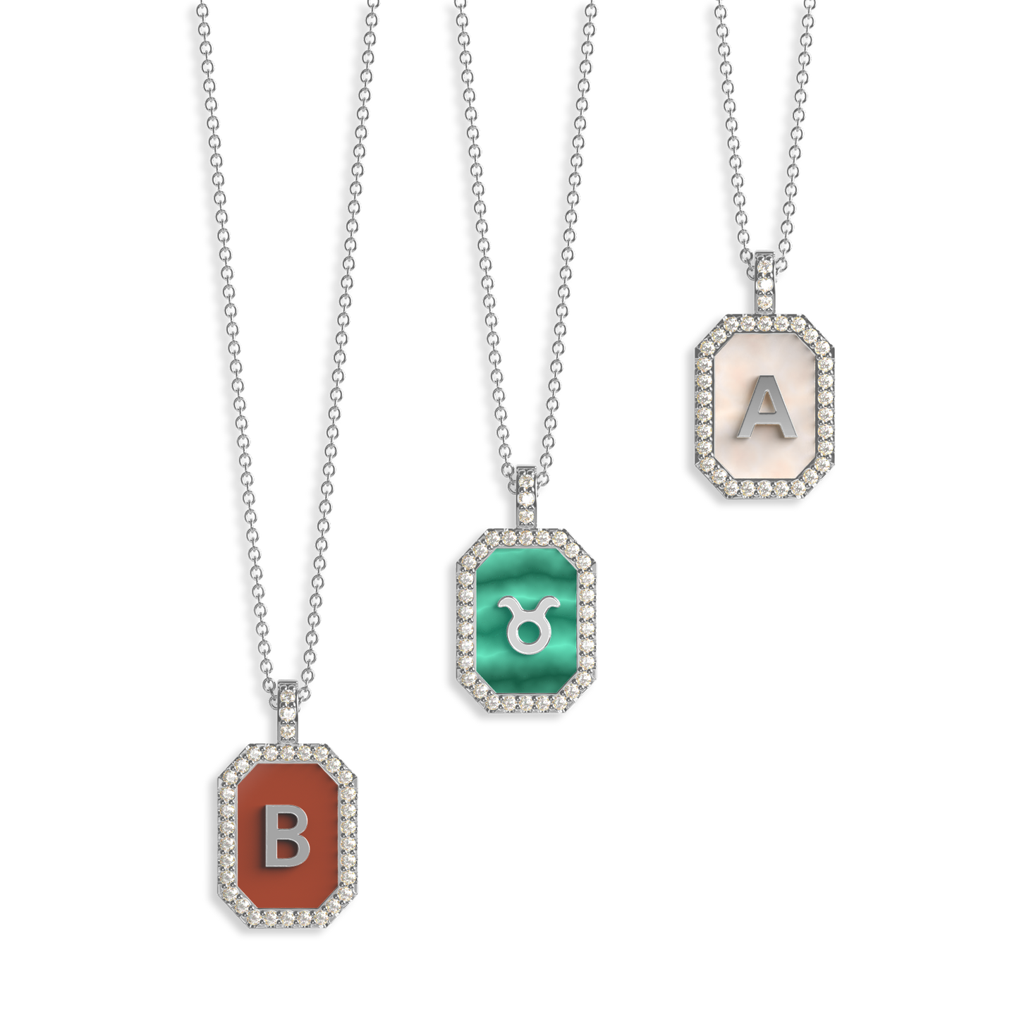 18k Gold Plated Pearl Initial Zodiac & Initial Gemstone Pendant Necklace – Octagon  AW24N004G