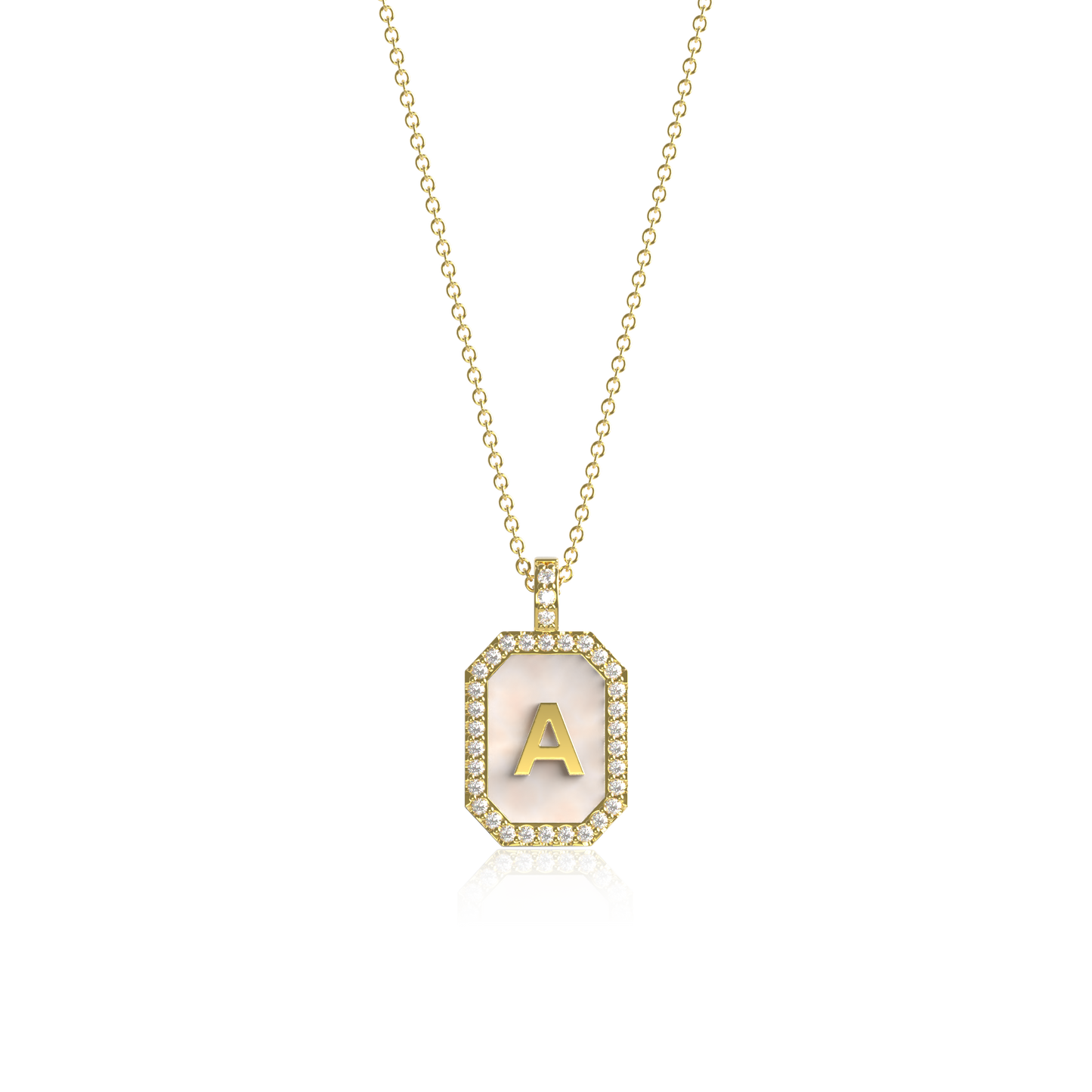18k Gold Plated Pearl Initial Zodiac & Initial Gemstone Pendant Necklace – Octagon  AW24N004G