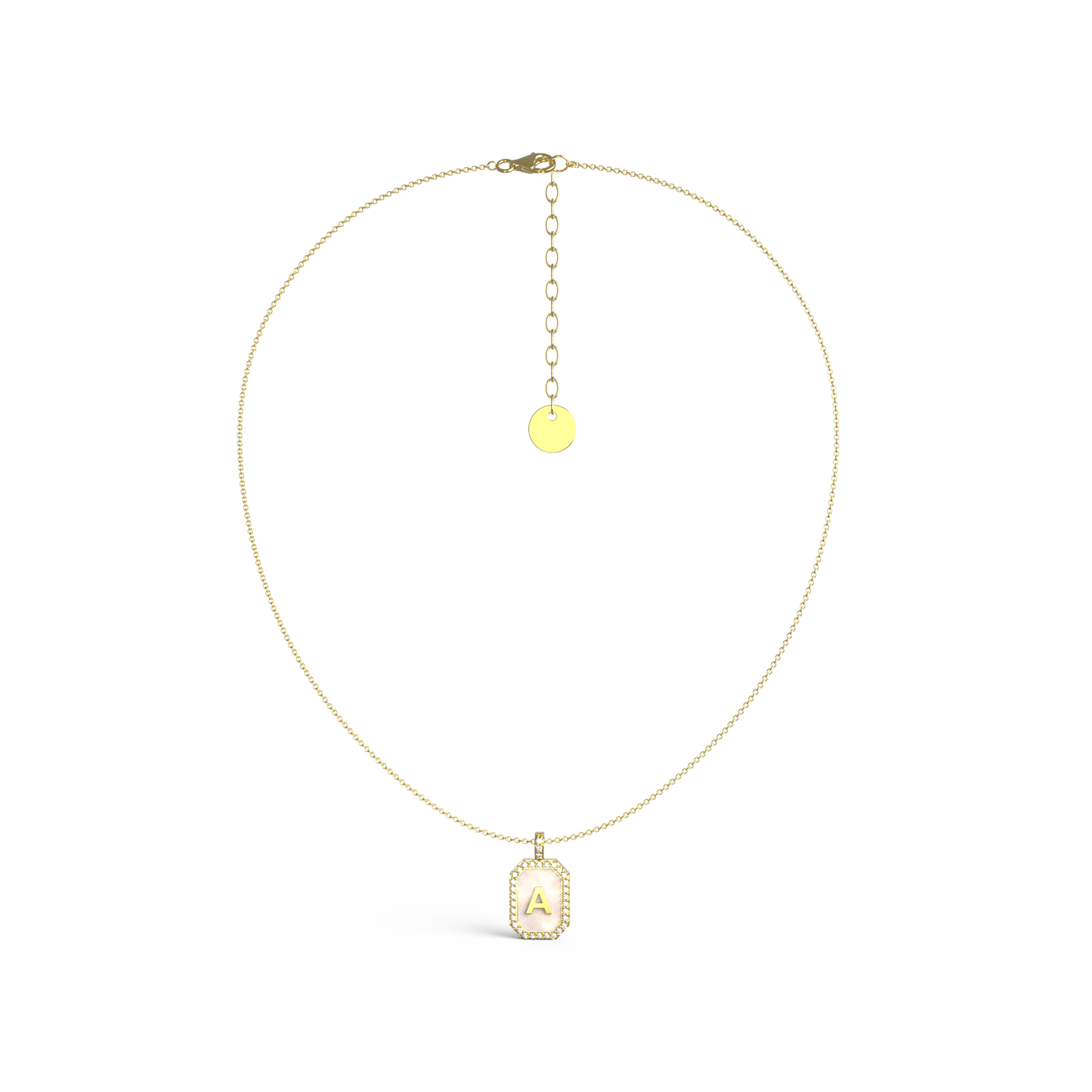 18k Gold Plated Pearl Initial Zodiac & Initial Gemstone Pendant Necklace – Octagon  AW24N004G