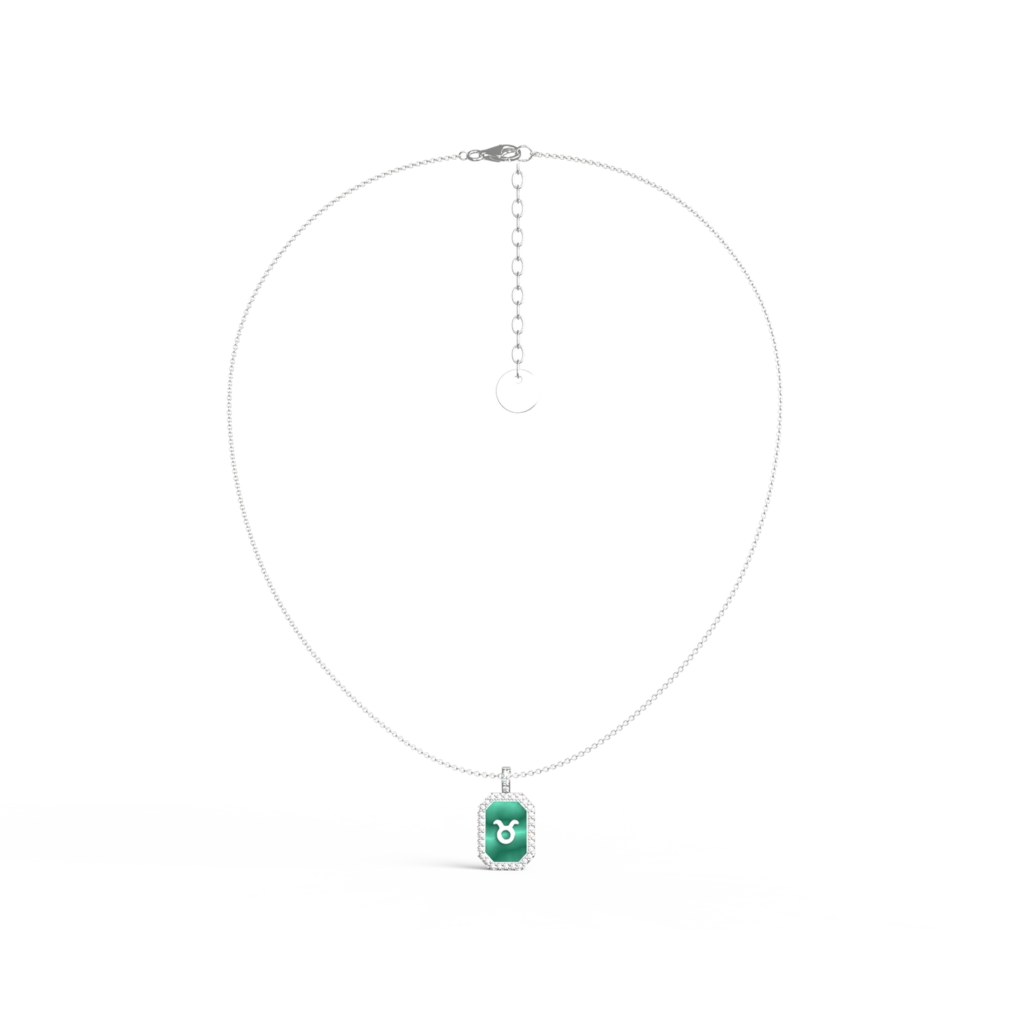 Rhodium Plated Malachite Zodiac & Initial Necklace – OctagonAW24N004R