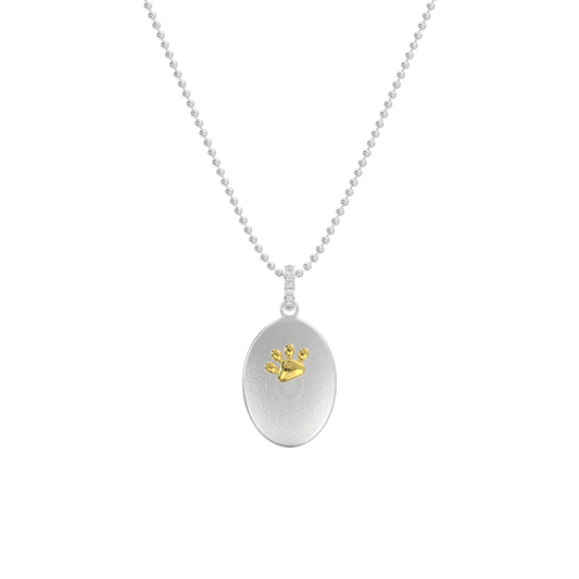 Double-Sided Custom Paw Oval Necklace AW24N005O