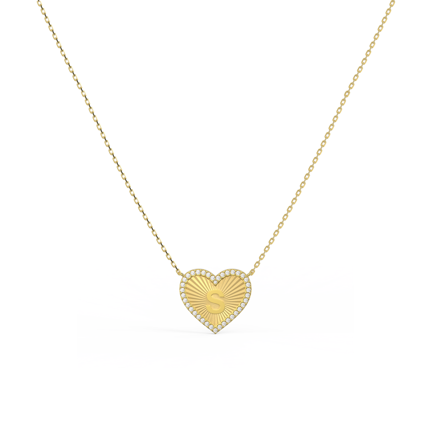 18k Gold Plate Heart Initial Necklace（Pleated）AW24N008A