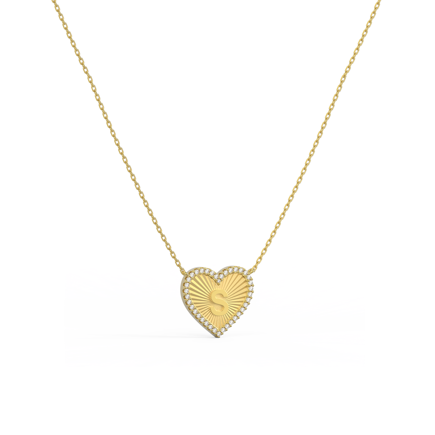 18k Gold Plate Heart Initial Necklace（Pleated）AW24N008A