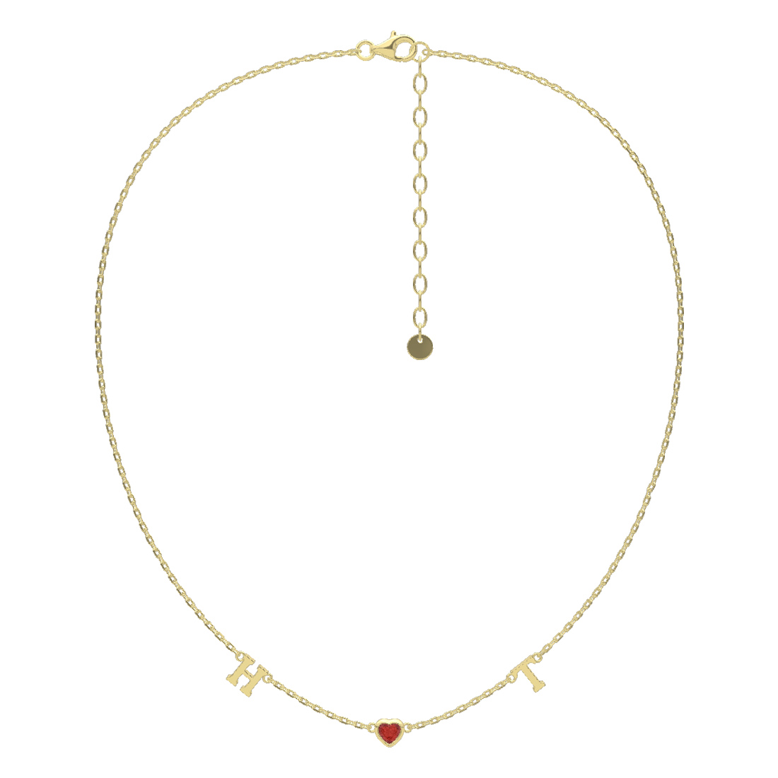18 Plated Gold July HeartLink Birthstone Necklace SN022G