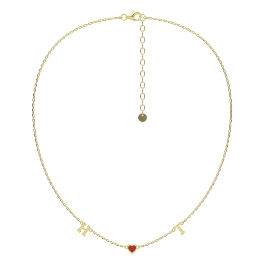 18 Plated Gold July HeartLink Birthstone Necklace SN022G