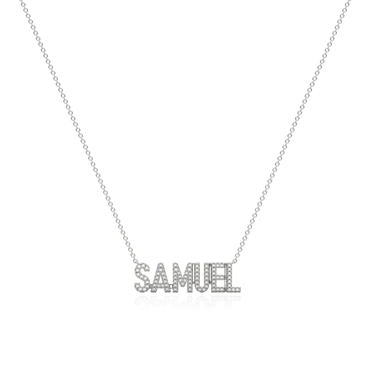 SAMUEL Rhodium Plated Silver Signature name necklace AW24N002R