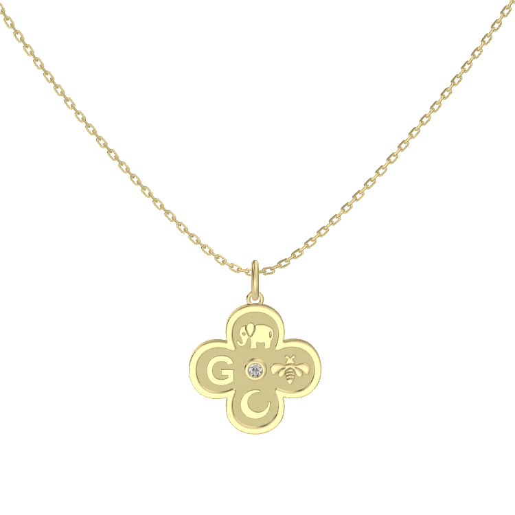 Rhodium Plated Elements Necklace