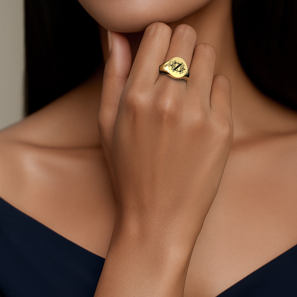 Oval Monogram Ring SR003H