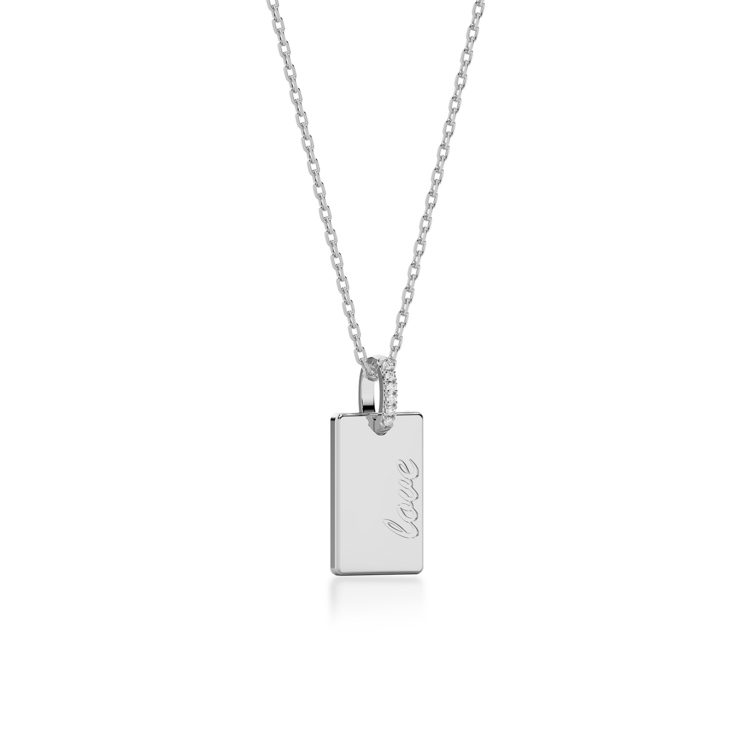 Rhodium Plated Rectangle Engravable Pendant SP003