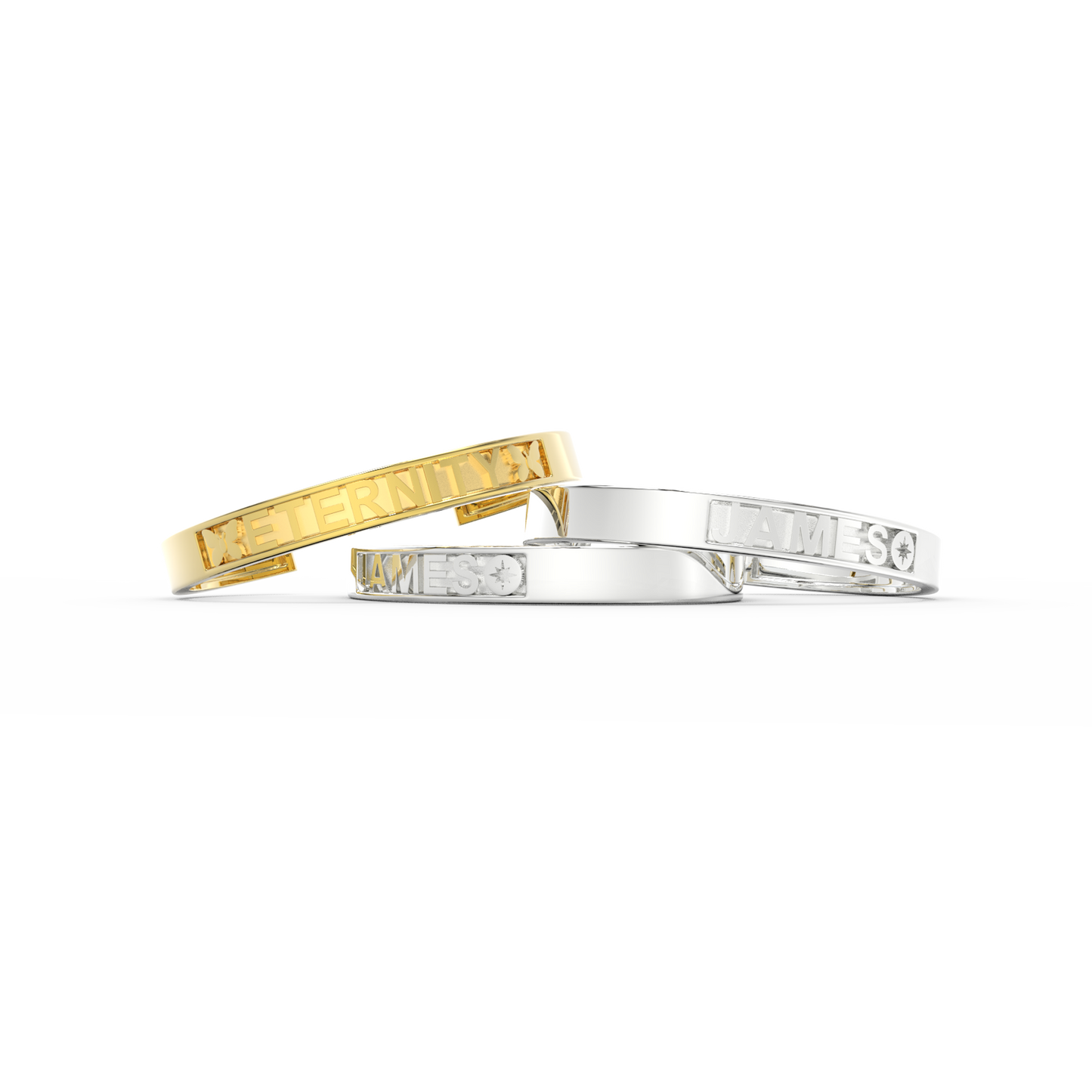 Rhodium Plated CharmMark ModuType Cuff SS25B001R