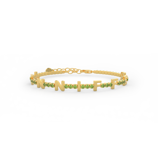 Peridot Birthstone Tennis Bracelet 18K yellow Gold SB001C