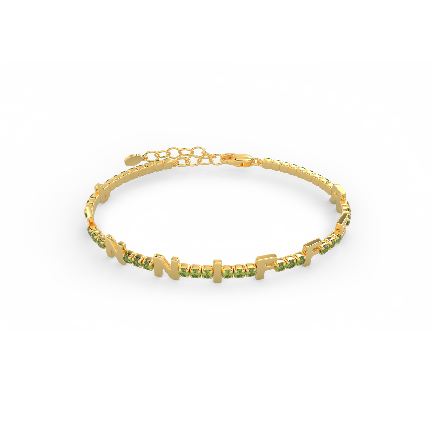 Peridot Birthstone Tennis Bracelet 18K yellow Gold SB001C