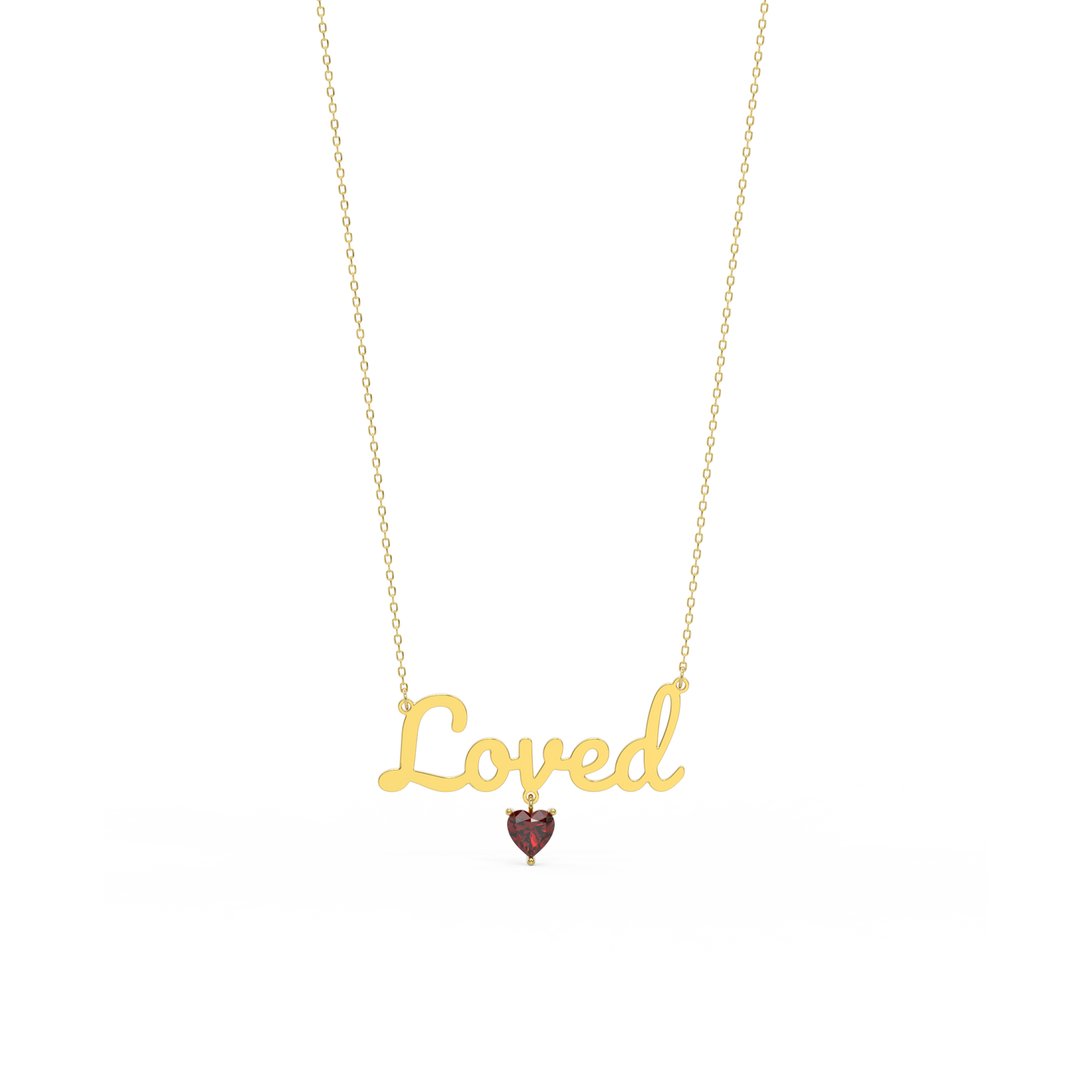 18k Gold Plated Heart Birthstone Name Necklace SN001G