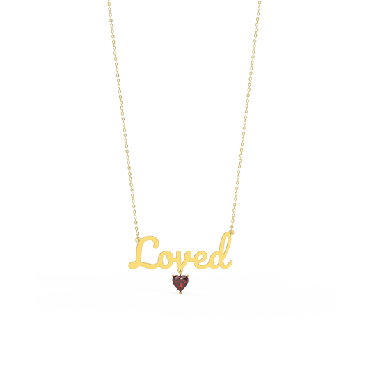 18k Gold Plated Heart Birthstone Name Necklace SN001G
