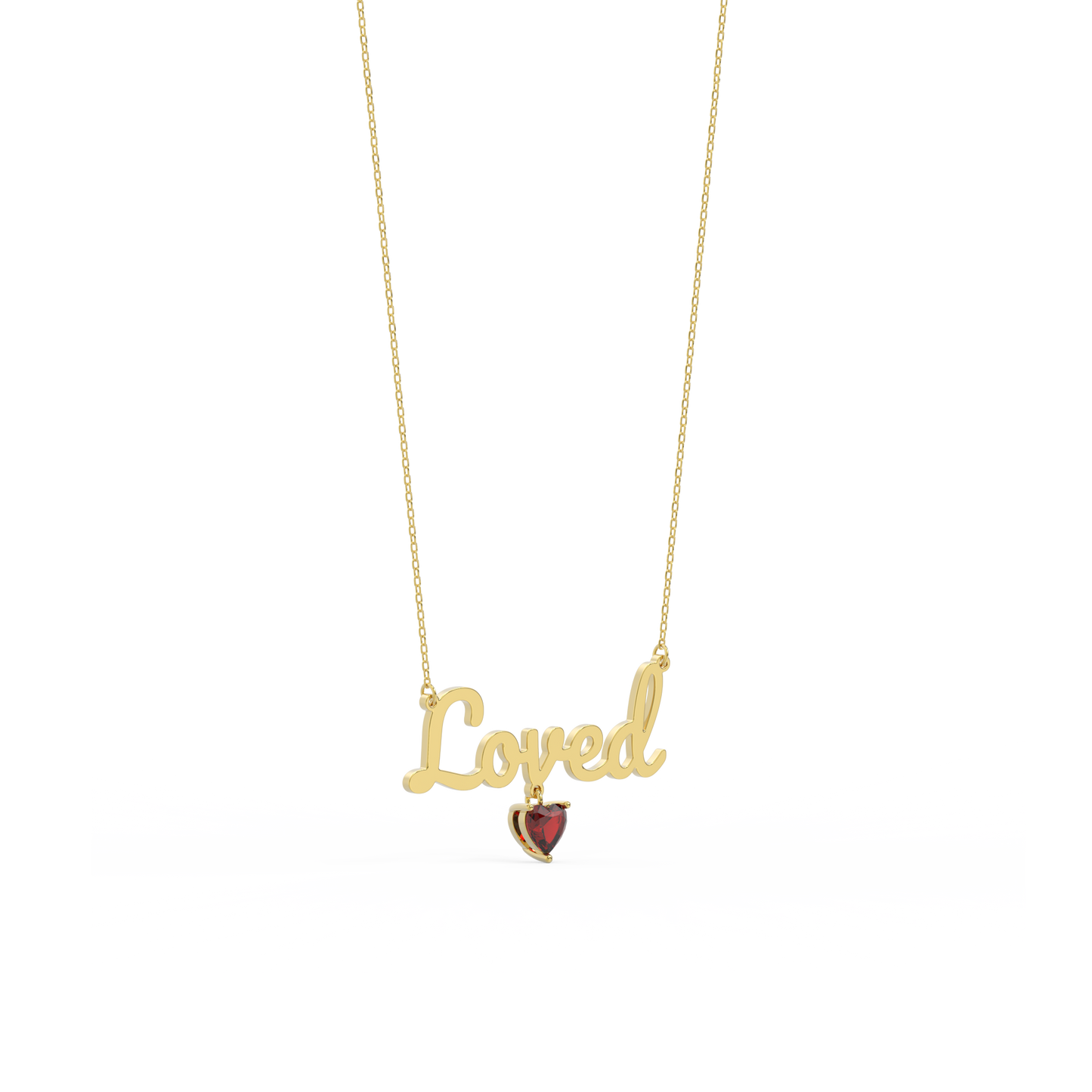 18k Gold Plated Heart Birthstone Name Necklace SN001G