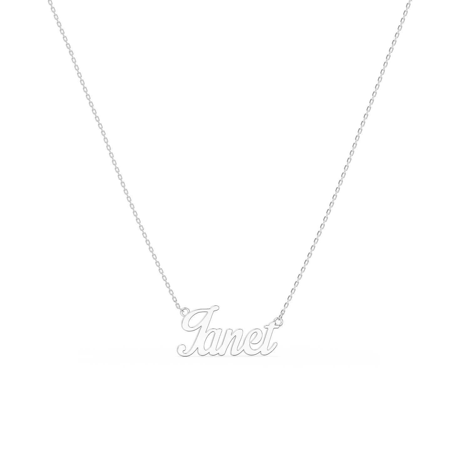 Rhodium Script Name Necklace SN036R