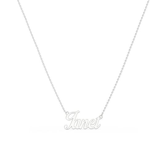 Rhodium Script Name Necklace SN036R