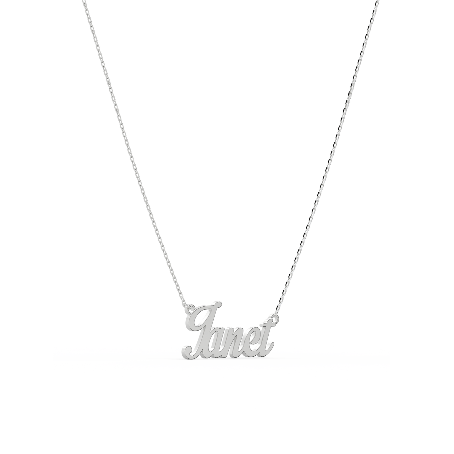 Rhodium Script Name Necklace SN036R