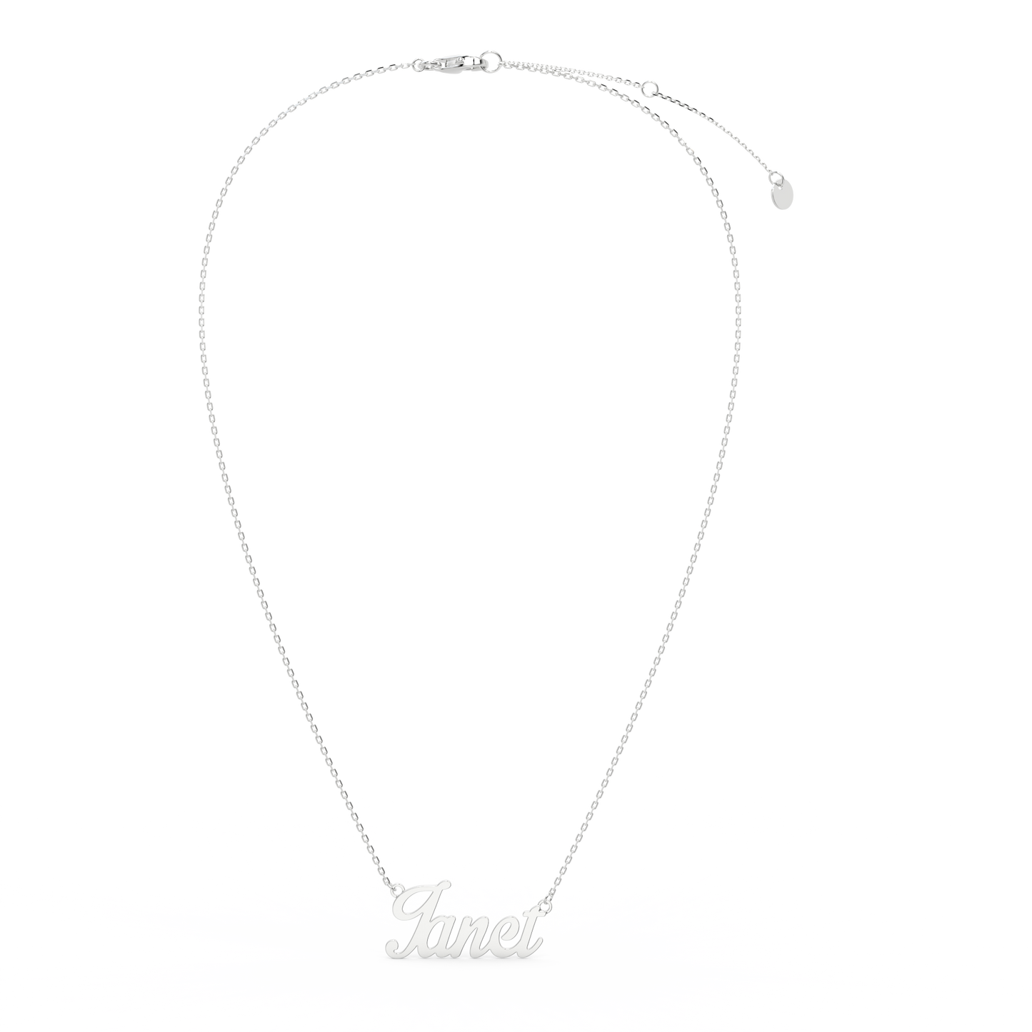 Rhodium Script Name Necklace SN036R