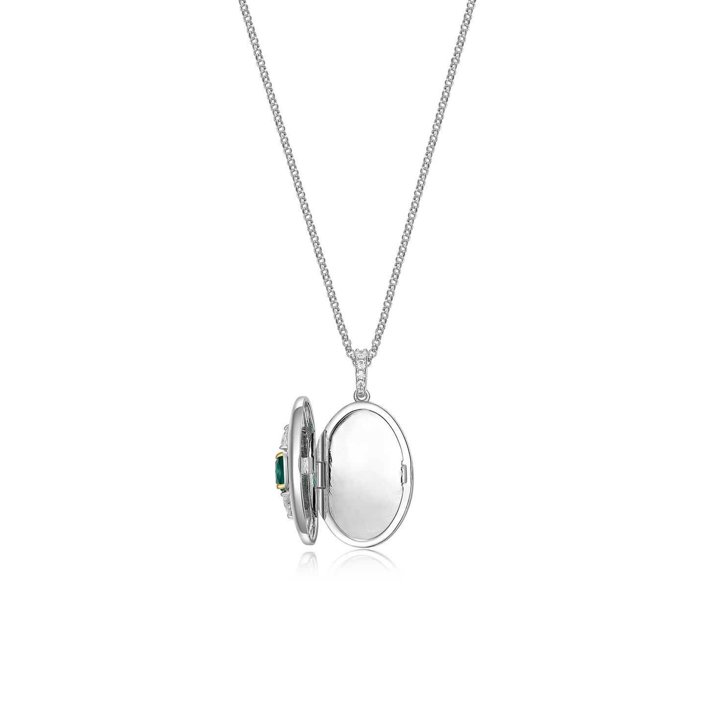 Rhodium Plated Guardian Eye Birthstone Locket SN005R