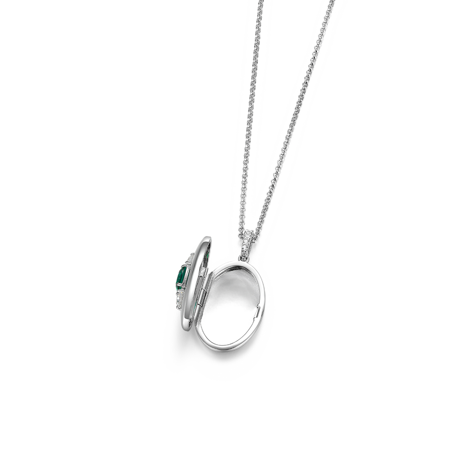 Rhodium Plated Guardian Eye Birthstone Locket SN005R