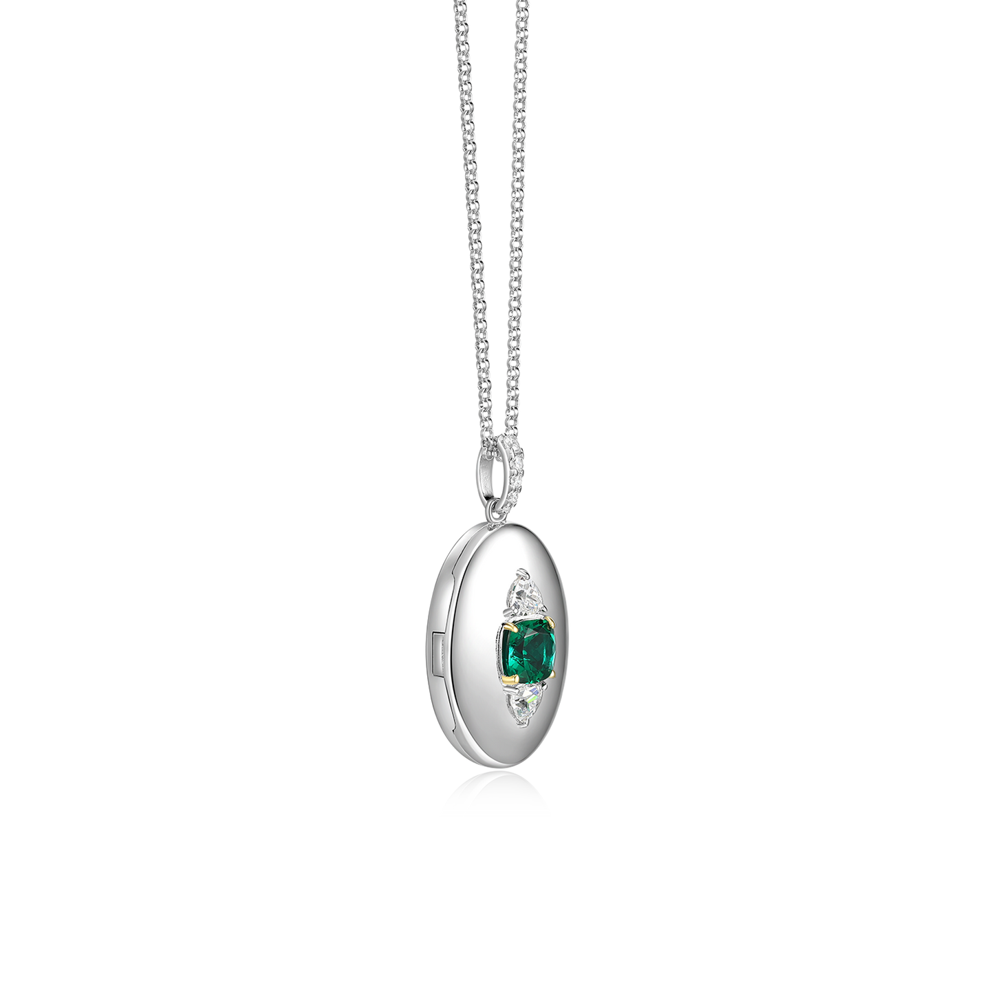 Rhodium Plated Guardian Eye Birthstone Locket SN005R