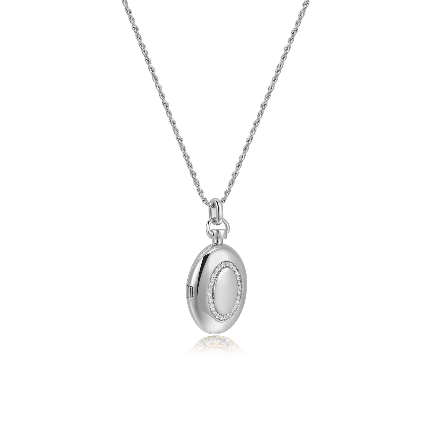 Rhodium Plated Luna Oval Whisper Locket SN011
