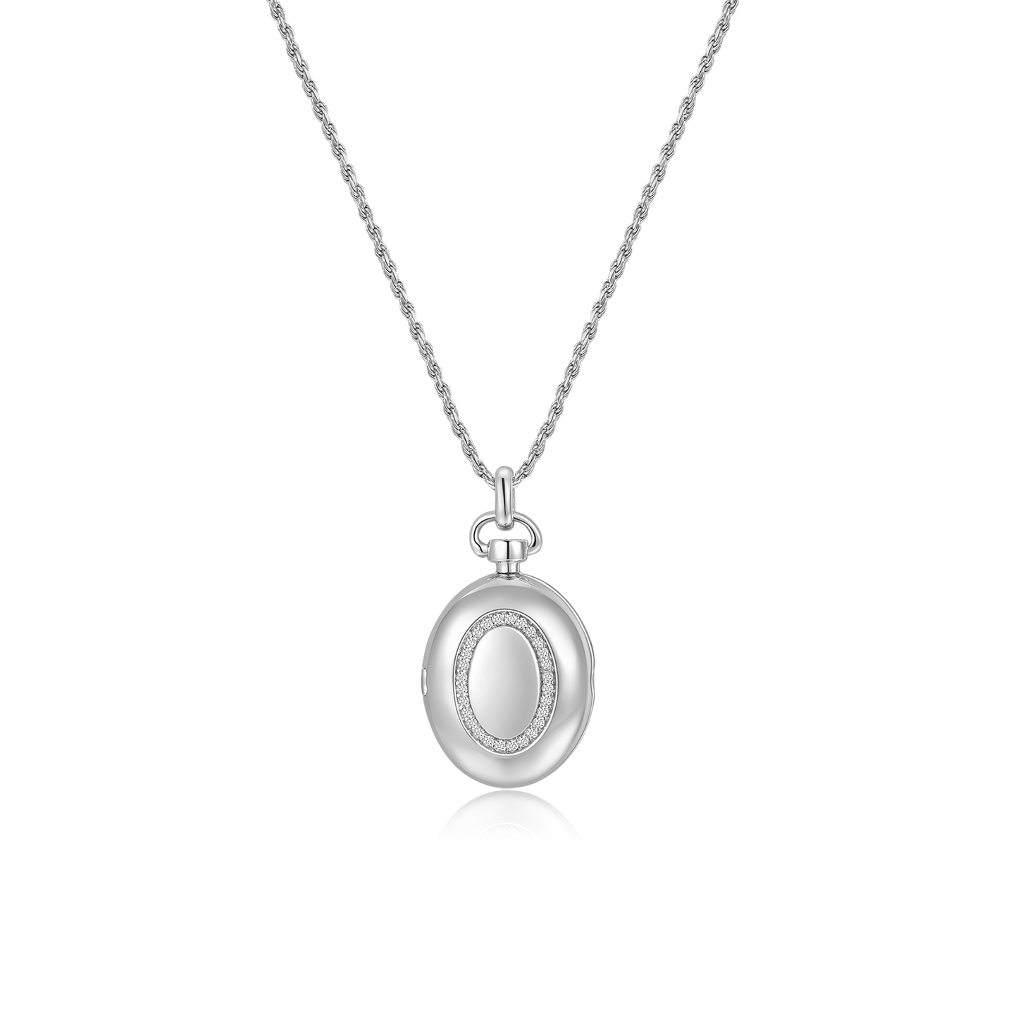Rhodium Plated Luna Oval Whisper Locket SN011