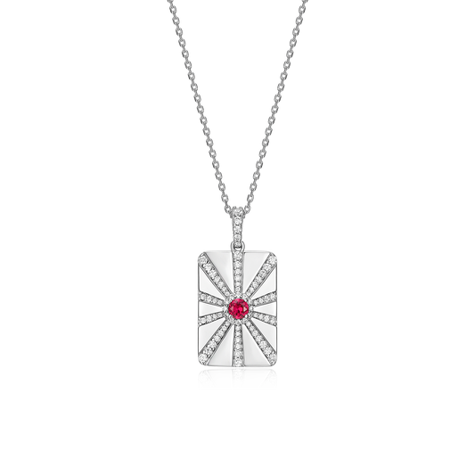 Rhodium Plated Modern Ray Locket SN013
