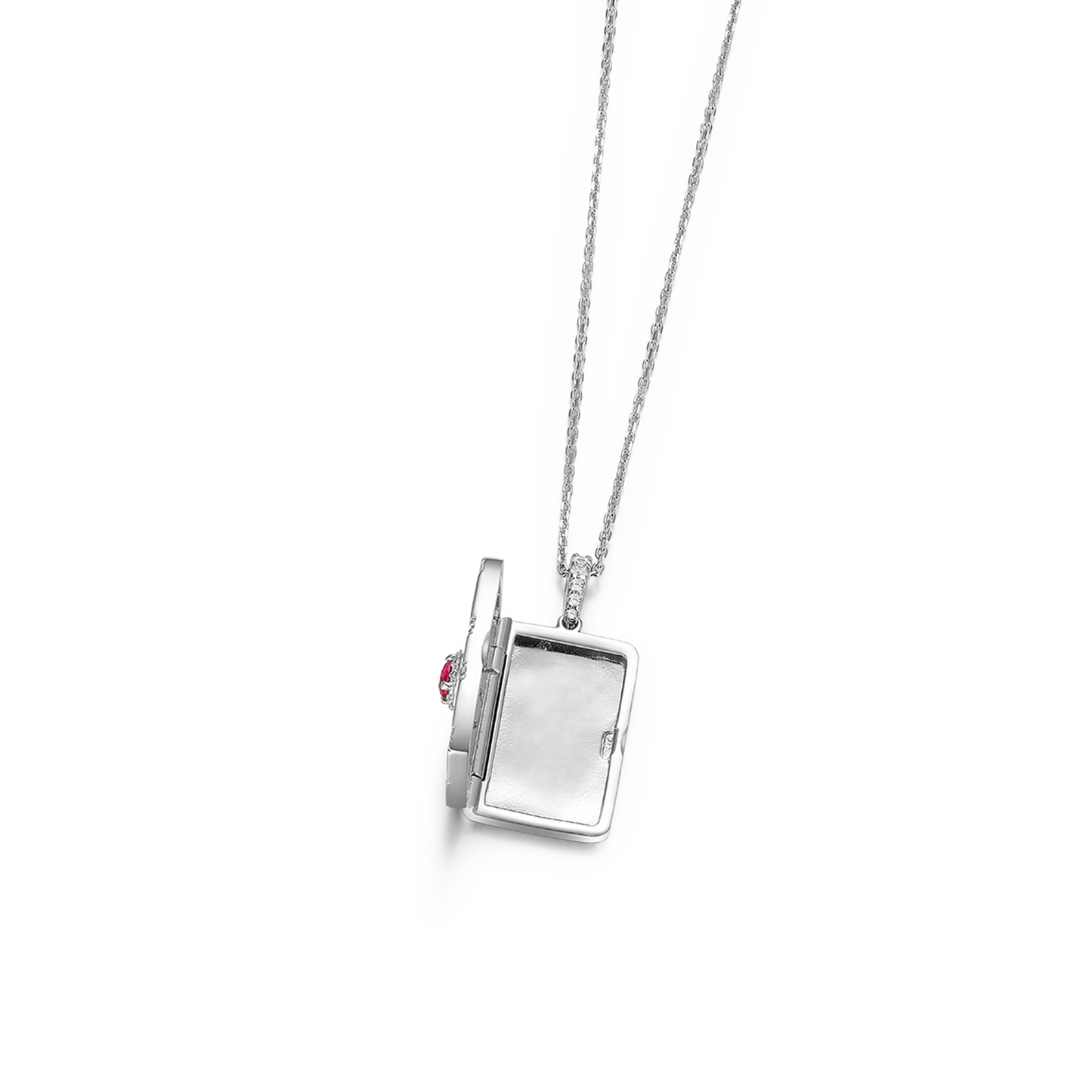 Rhodium Plated Modern Ray Locket SN013