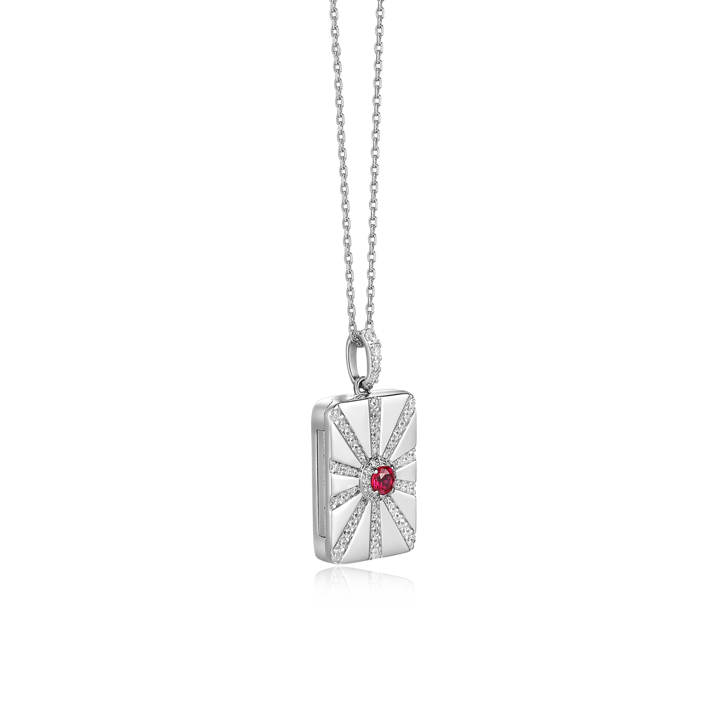 Rhodium Plated Modern Ray Locket SN013