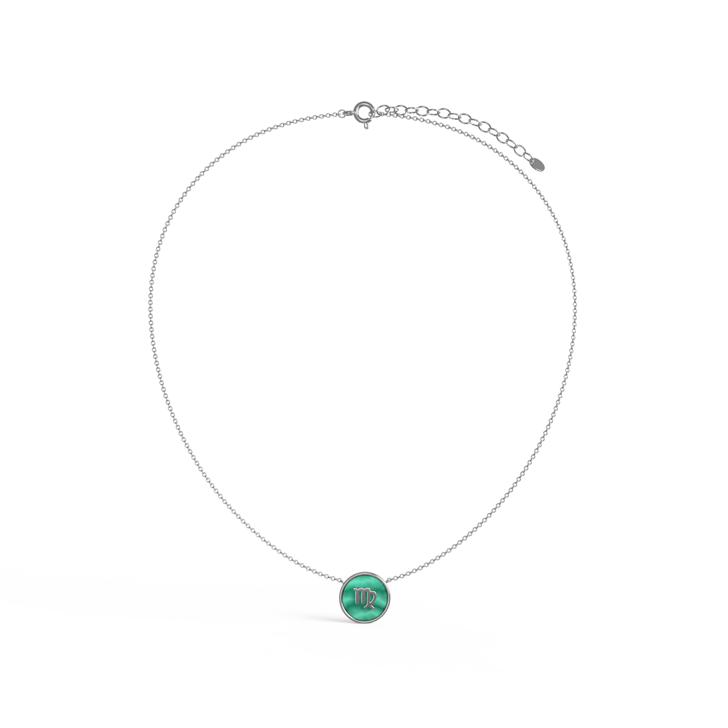 Rhodium Plated Malachite Initial Necklace SS25N002R