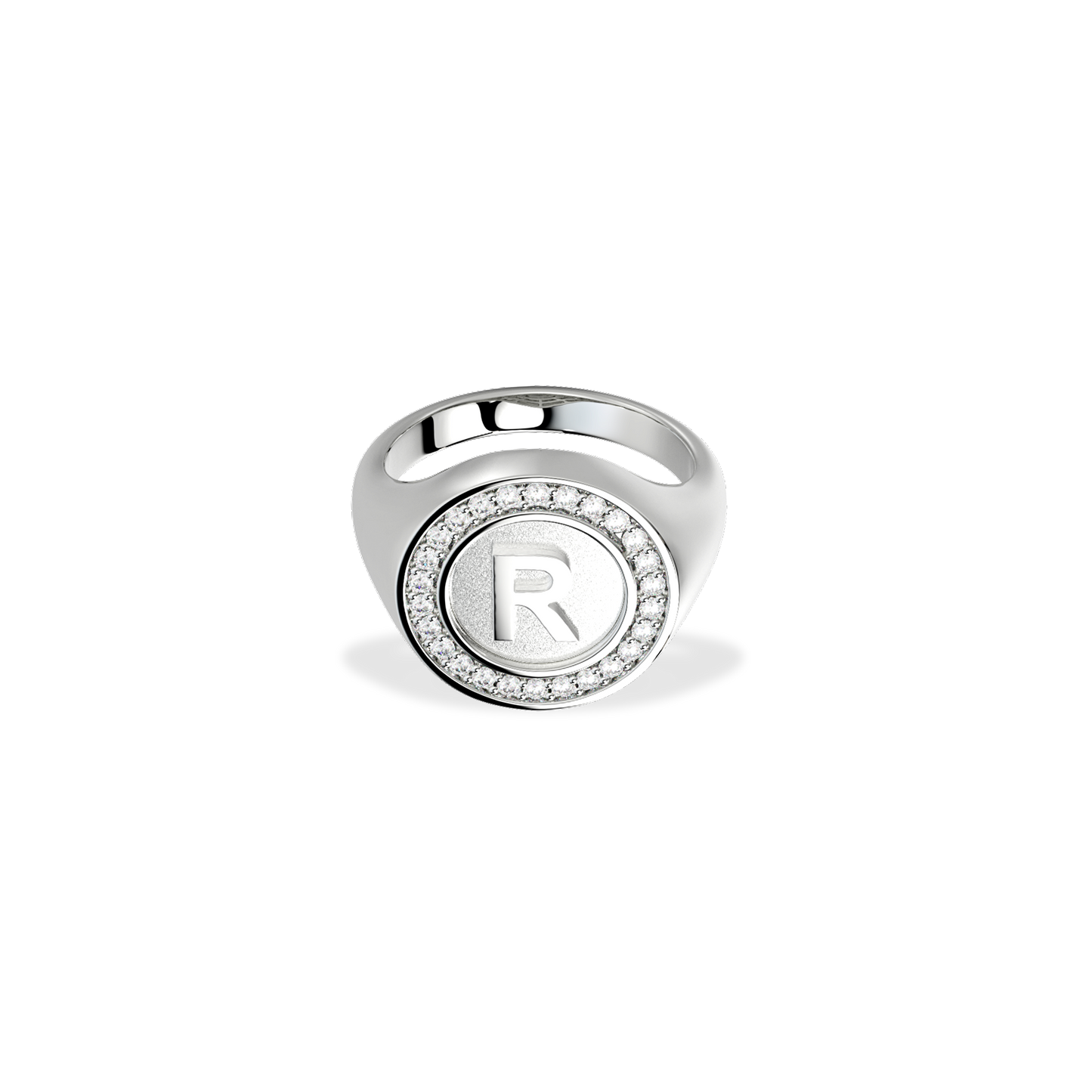 Rhodium Plated Monogram Initial Ring SS25R001R