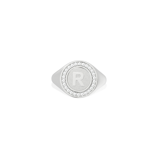 Rhodium Plated Monogram Initial Ring SS25R001R