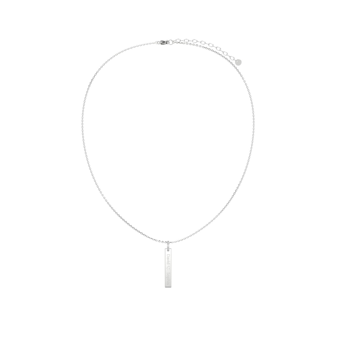 Rhodium Plated Long Rectangle Engravable Necklace SS25N001W