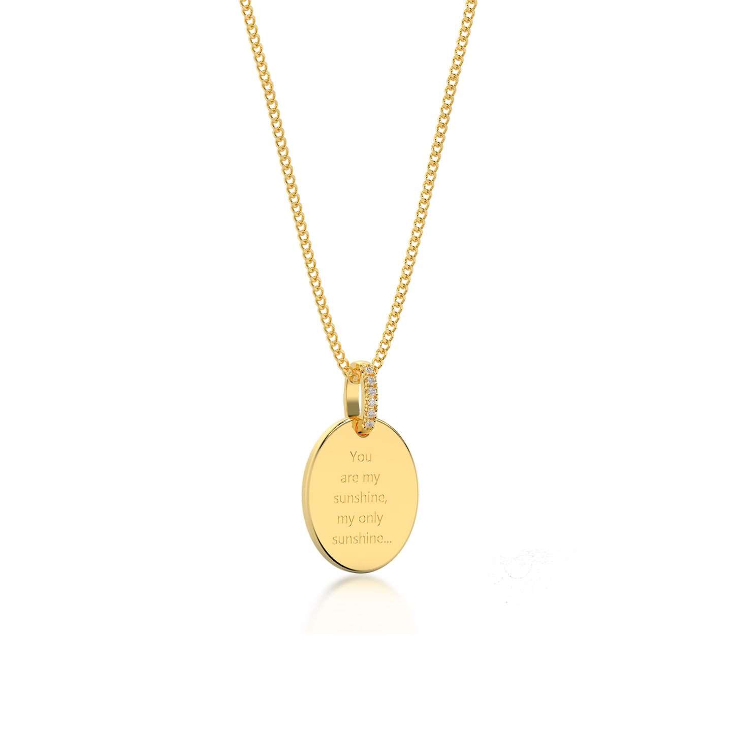 18K Gold Plated Oval Engravable Necklace SS25N001O