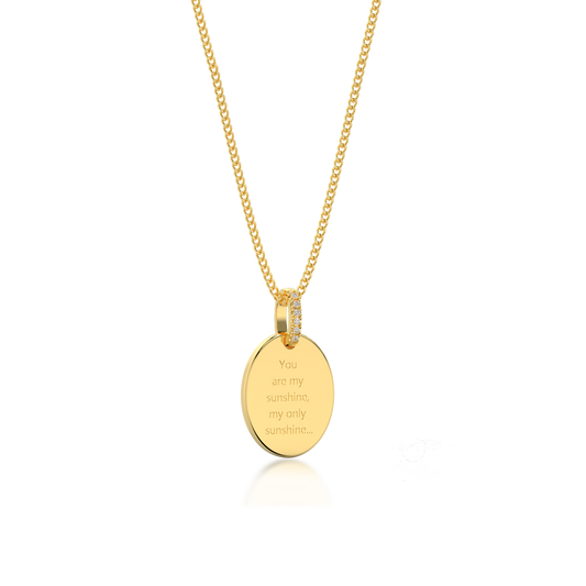 18K Gold Plated Oval Engravable Necklace SS25N001O