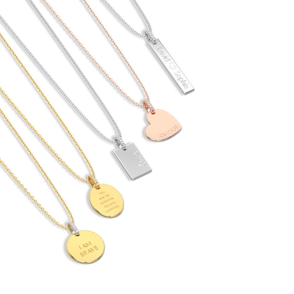 Rhodium Plated Rectangle Engravable Necklace SS25N001S